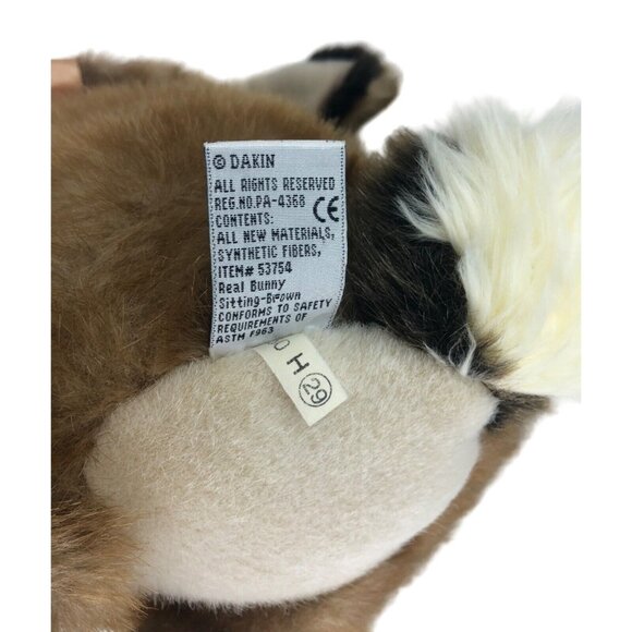 Dakin Brown Real Bunny Sitting Vintage Easter Plush Stuffed Animal Bow 12" - Picture 15 of 15